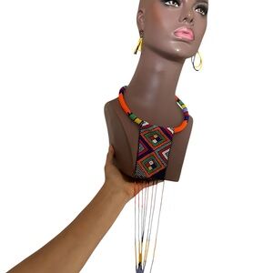Colorful Beaded Necklace and Earring Set
